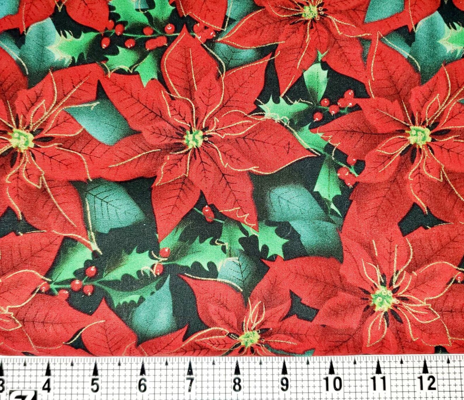RTC Fabrics Christmas Poinsettias Fabric by the Yard/piece Etsy