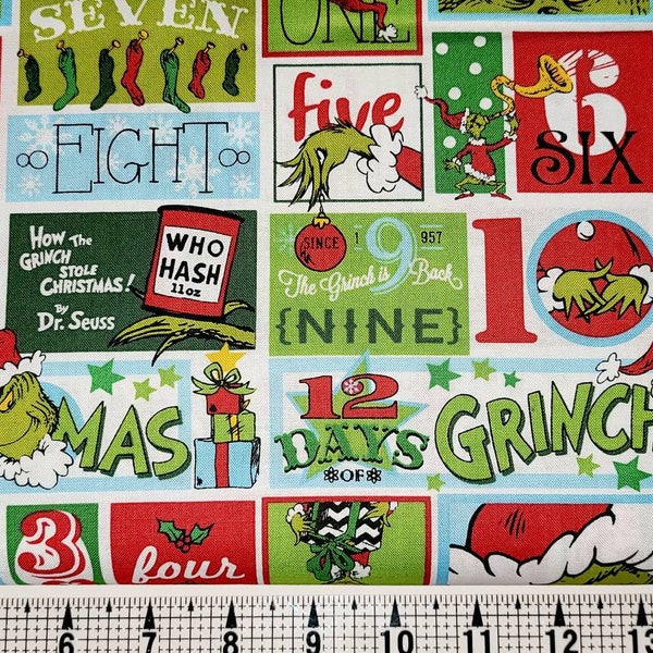 Robert Kaufman Grinch 12 Days of Christmas 74721 Fabric by the Yard/Piece