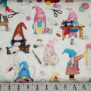 Timeless Treasures Sewing Gnomes CD2484 Fabric by the Yard//Piece