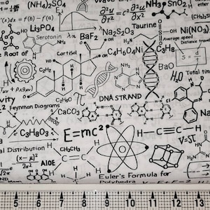 Timeless Treasures Scientific Formulas on White CD1688 Fabric by the Yard//Piece