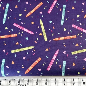Riley Blake Colors of Kindness Crayons on Navy C13681 Fabric by the Yard//Piece