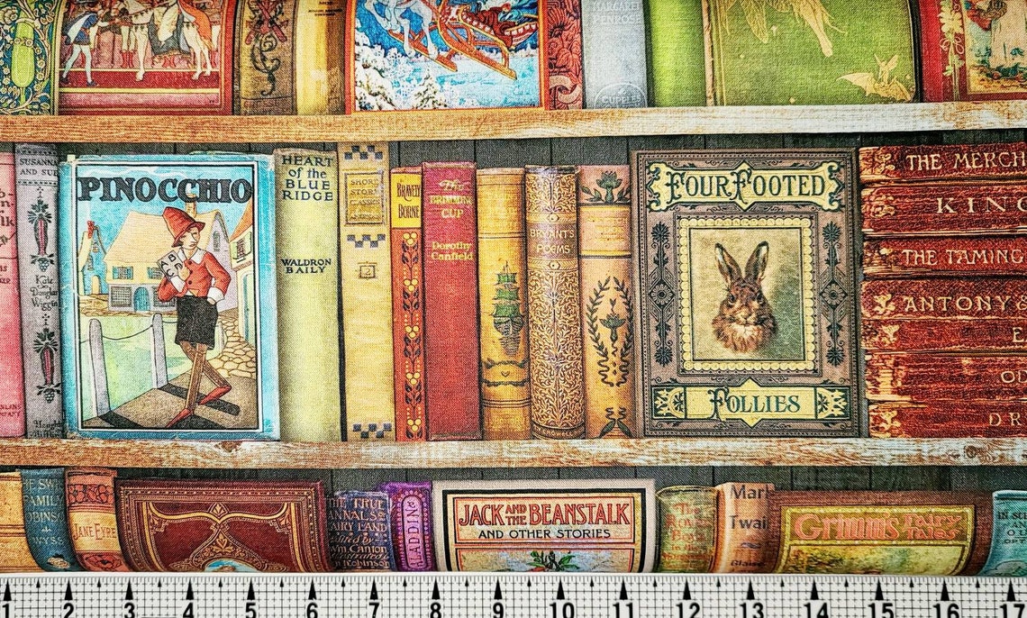 Robert Kaufman Library of Rarities Antique Books Fabric by the Etsy