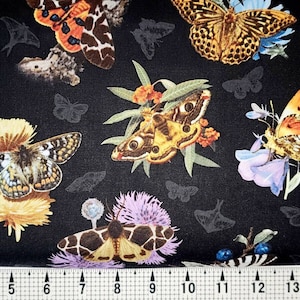 Elizabeth Studios Butterflies and Moths 9801 Fabric by the Yard//Piece