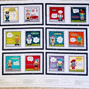 Henry Glass Gnometown Heros Book 285P Fabric by the Panel