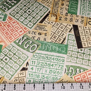 Robert Kaufman Library of Rarities Vintage Bingo Cards 23356-200 Fabric by the Yard//Piece