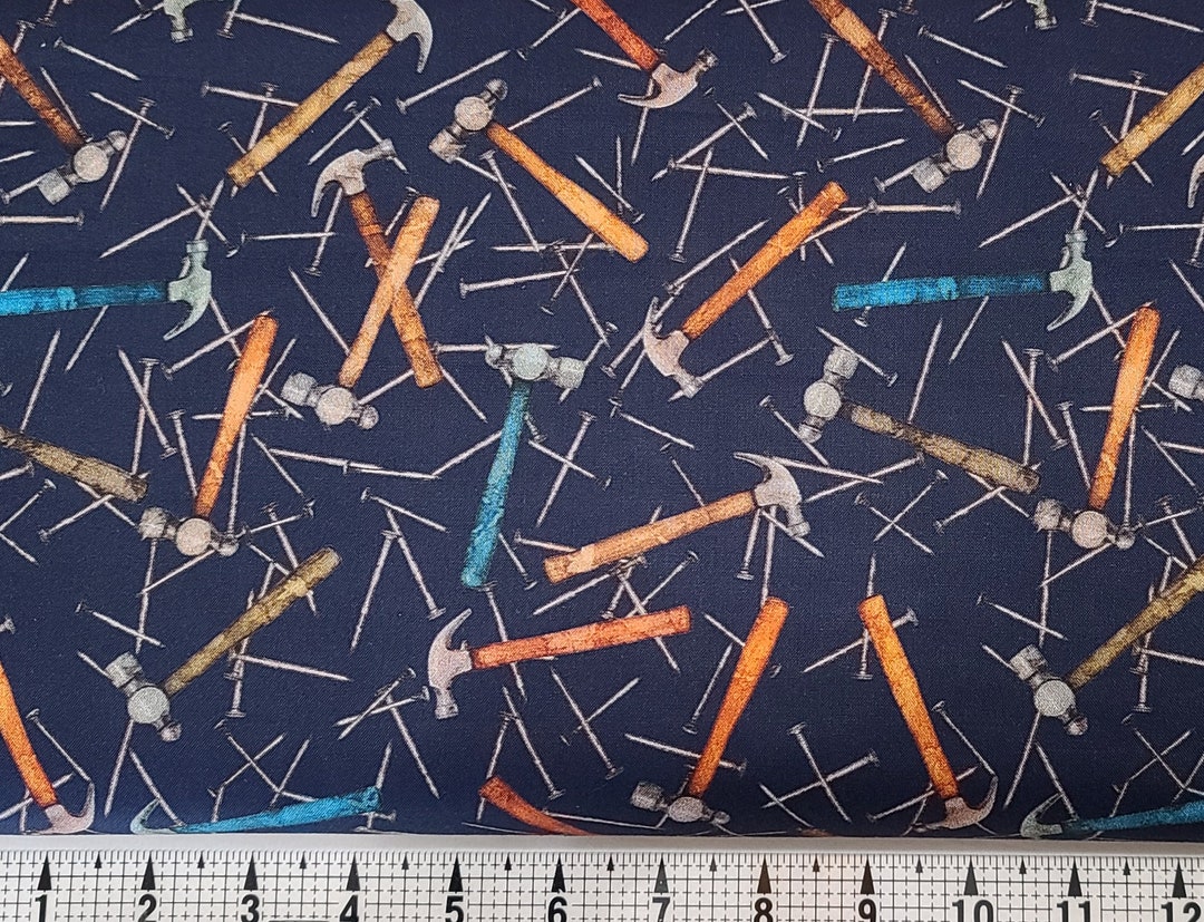 Quilting Treasures Hammers and Nails on Navy 1649-29554-N Fabric by the ...