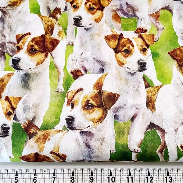 David Textiles Jack Russell Packed DX-4231-3C Fabric by the Yard/Piece