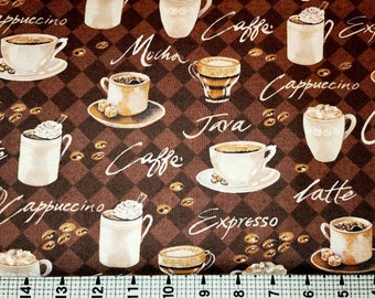 Brother Sister Design Coffee Fabric by the Yard/Piece