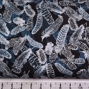 Benartex Fabrics Gilded Feathers Charcoal w/Metallic 14034M-13 Fabric by the Yard//Piece