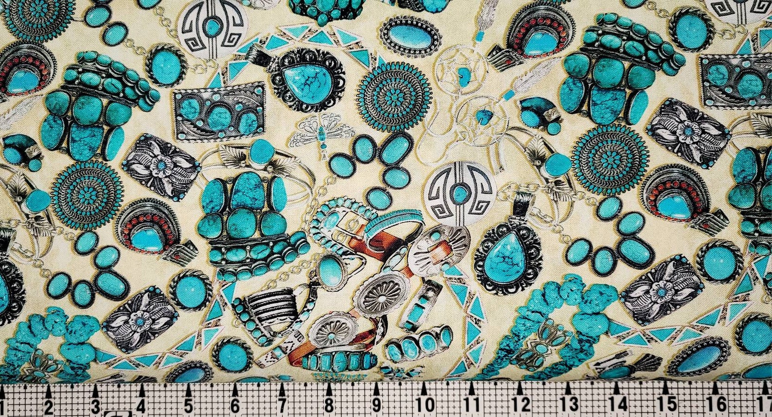 Michael Miller Turquoise on Ivory DCX11044 Fabric by the Yard//piece - Etsy