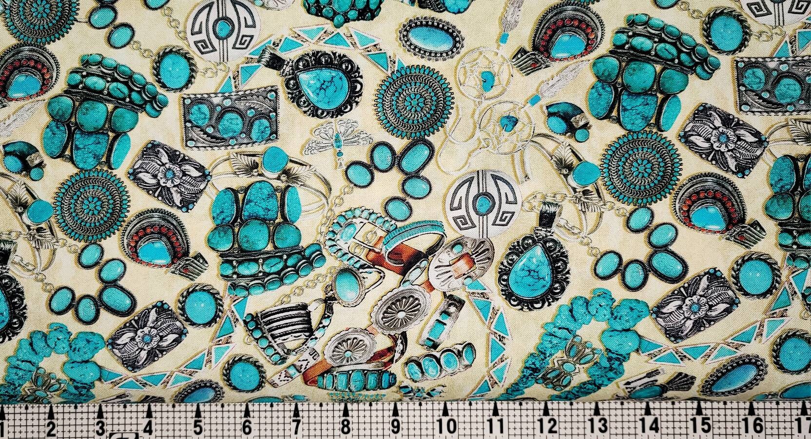 Michael Miller Turquoise on Ivory DCX11044 Fabric by the Yard