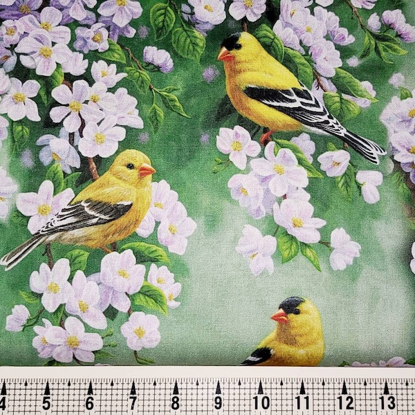 David Textiles Goldfinch Blossom Allover AL-4210-0C Fabric by the Yard/Piece