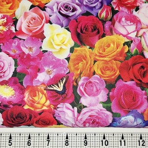 Elizabeth Studios Burst of Color Roses 663 Stoff Meterware // Stück