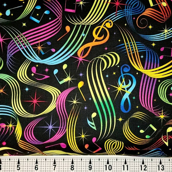 Timeless Treasures Colored Music Notes C5397 Fabric by the Yard/Piece