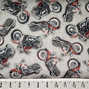 Quilting Treasures Ride Free Motorcycle on Gray 1649-28772-K Fabric by the Yard//Piece