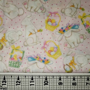 Easter Bunnies on Pink Fabric by the Yard//Piece