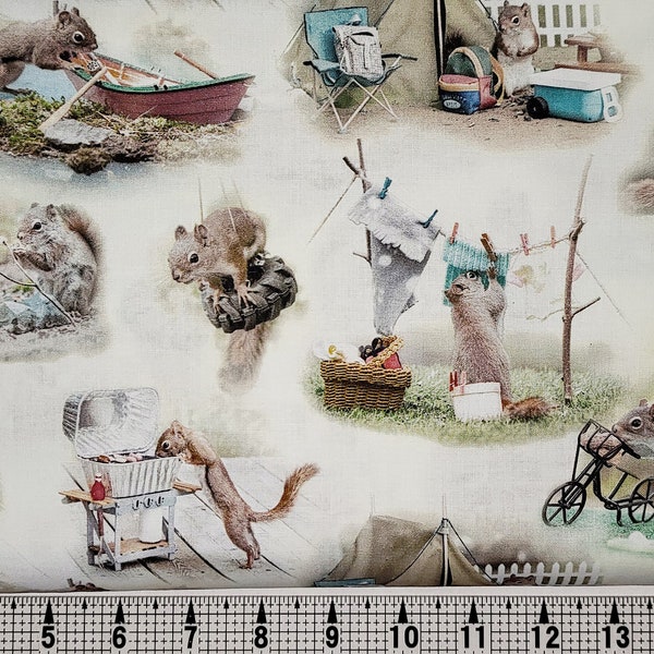 Clothworks Fabrics Secret Life of Squirrels Toile Y3779-57 Fabric by the Yard//Piece