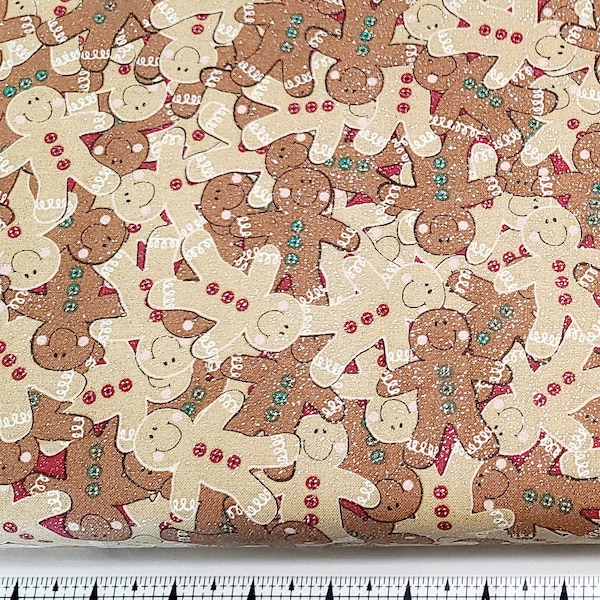 Gingerbread Toss w/Glitter Fabric by the Yard/Piece