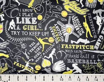 Timeless Treasures Girls Softball CD1694 Fabric by the Yard//Piece