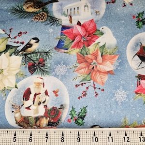 Henry Glass Steel Blue Snow Globes 1877 Fabric by the Yard//Piece