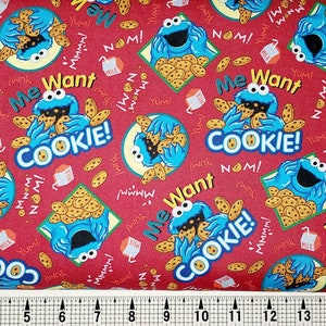 Quilting Treasures Sesame Street Cookie Monster on Red 1649-28550-R Fabric by the Yard//Piece