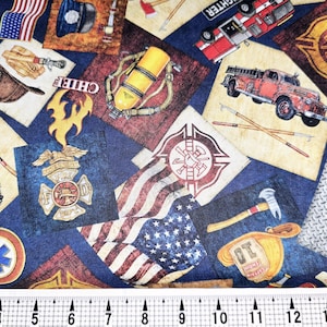 Quilting Treasures American Heros Firefighter 2600-30679-N Fabric by the Yard//Piece
