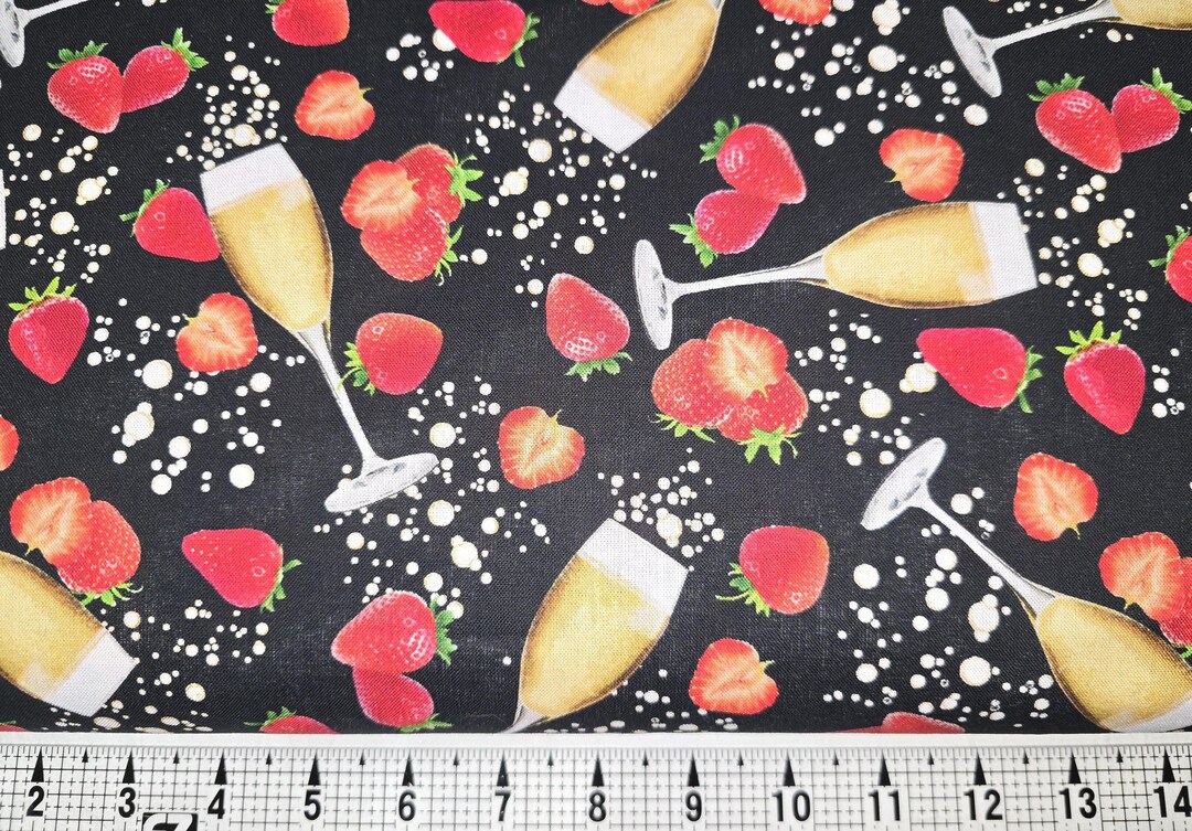 Timeless Treasures Champagne and Strawberries CD3175 Fabric by the Yard ...