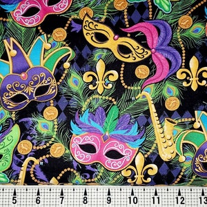 Mardi Gras Masks Fabric by the Yard/Piece