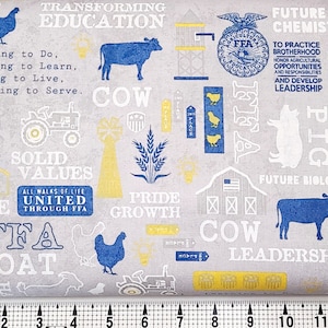 Riley Blake FFA Forever Blue on Gray C13950 Tela cortada a medida // Pieza