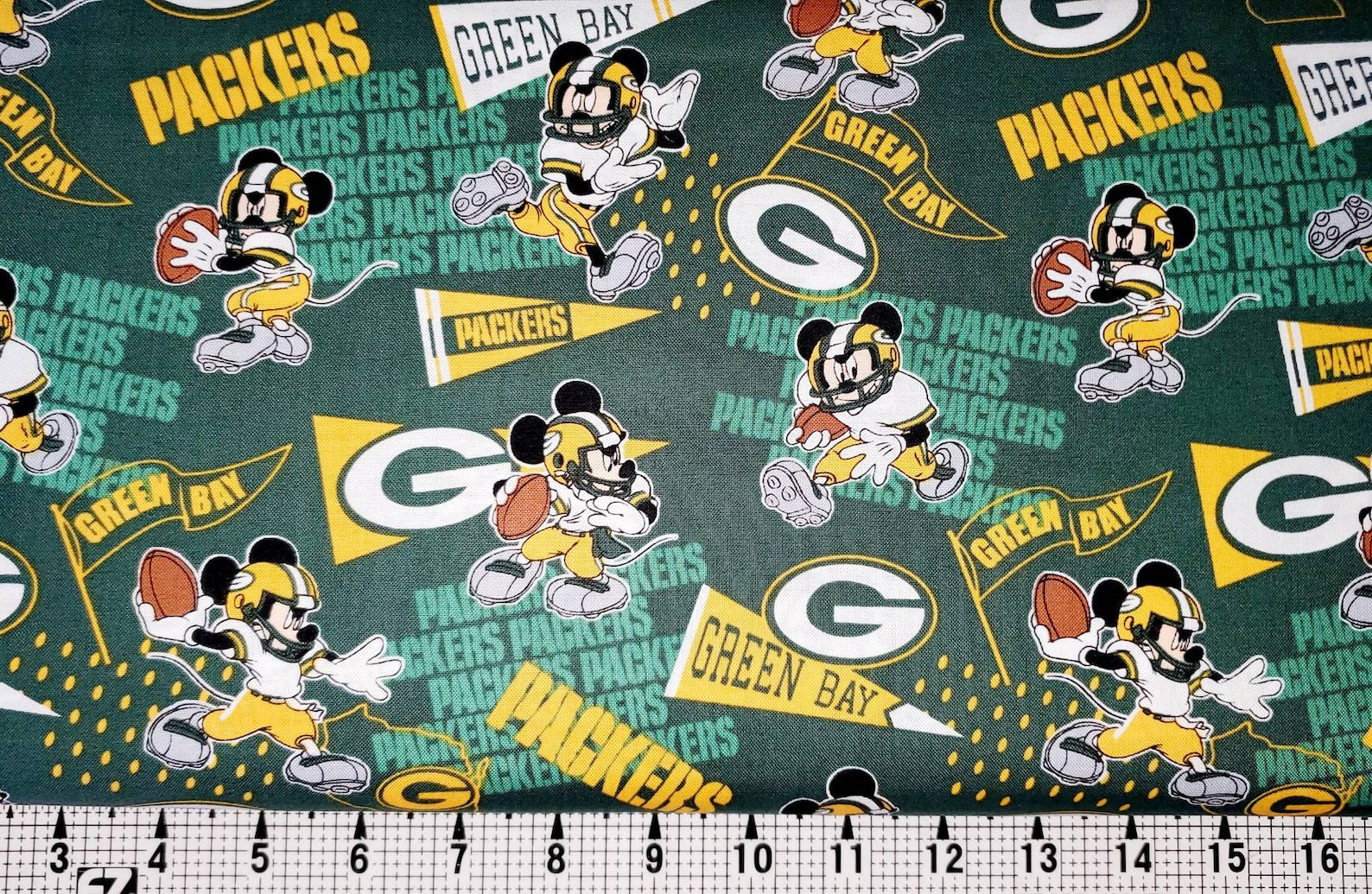 NFL Disney Mickey Green Bay Packers Fabric by the Yard//piece - Etsy