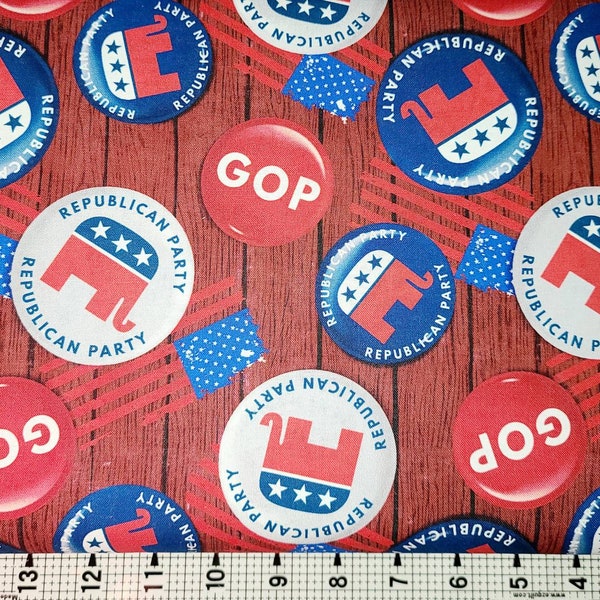 David Textiles GOP Republican Buttons Fabric by the Yard/Piece