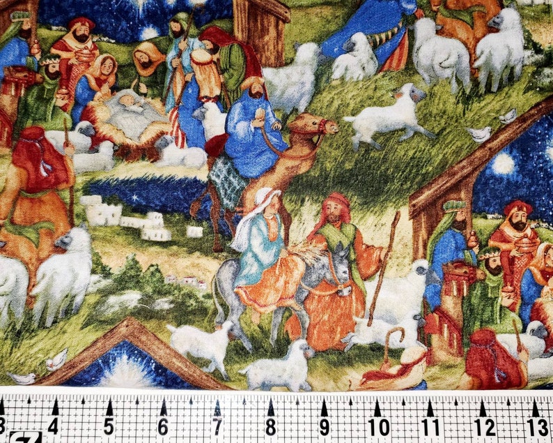 Christmas Nativity Fabric by the Yard Etsy