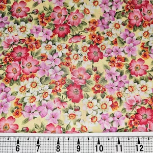 Pink Floral Fabric by the Yard///Piece