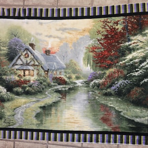 David Textiles Thomas Kincade Panel FLEECE Fabric by the Yard//Piece-BIN #20