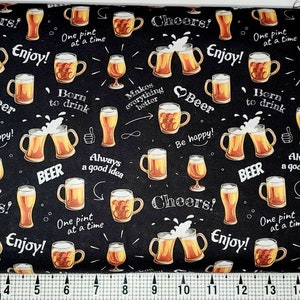Beer One Pint at a Time Fabric by the Yard//Piece