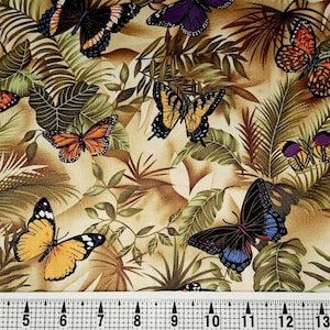 Timeless Treasures Butterflies on Beige C3518 Fabric by the Yard//Piece