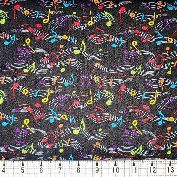 Hi Fashion Fabrics Notes de musique colorées GM-C2101 Tissu par mètre/pièce