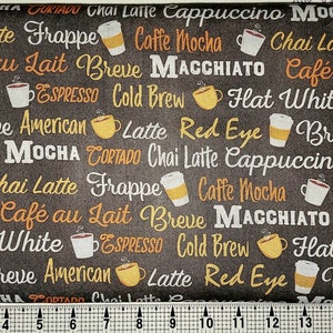 Tela Coffee Words cortada a medida//Pieza