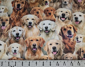 ゴールデンレトリバー犬柄コットン生地 - エリザベスズスタジオ