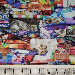 Timeless Treasures CAT-CD6878 Multi Cats Fabric by the Yard//Piece
