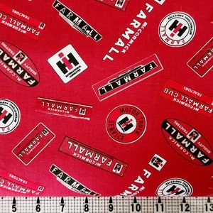Logos de tracteur Sykel Enterprises Farmall 10177 Tissu par mètre//pièce