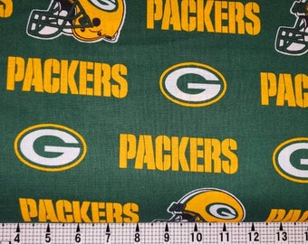 Fabric Traditions Green Bay Packers on Green Fabric by the Yard//Piece