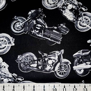Timeless Treasures Motorcycles C7717 Tessuto tagliato su misura//Pezzo