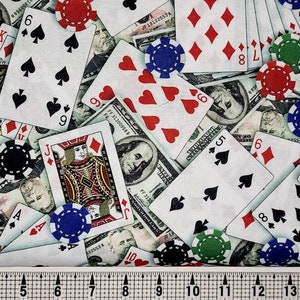 Hi Fashion-stoffen Pokerfiches en speelkaarten Stof op maat geknipt/stuk