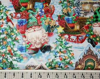 Timeless Treasures Christmas Santa Gnomes in Homes CD1387 Fabric by the Yard//Piece
