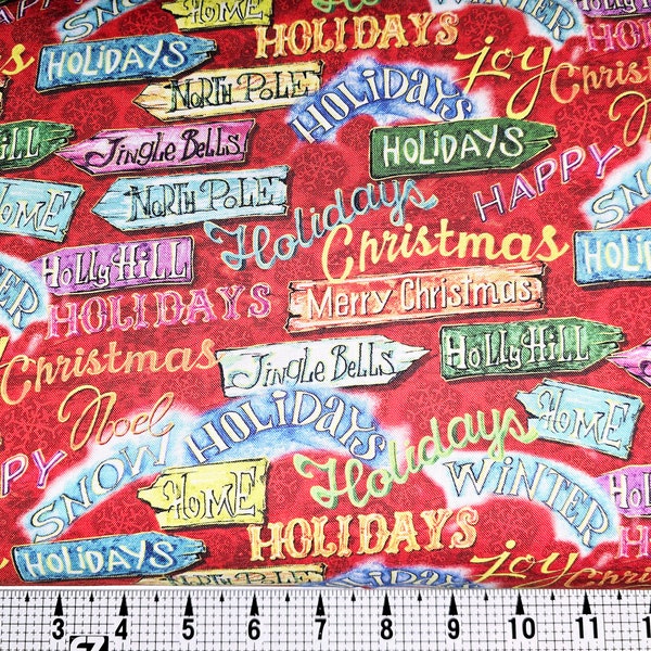Oasis Fabrics Noel Christmas Words 59-709 Fabric by the Yard//Piece