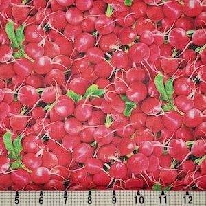 Elizabeth Studios Food Festival Radishes 633 Fabric by the Yard//Piece