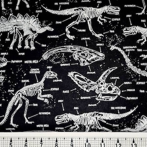 Timeless Treasures Dinosaur Skeletons Glow in the Dark CG5797 Fabric by the Yard//Piece