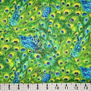 Elizabeth Studios Peacock Feathers 589 Fabric by the Yard//Piece