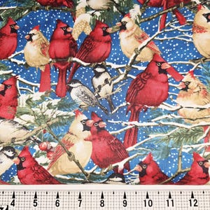 Wilmington Prints Winter Birds Cardinal on Blue 35623 Fabric by the Yard//Piece